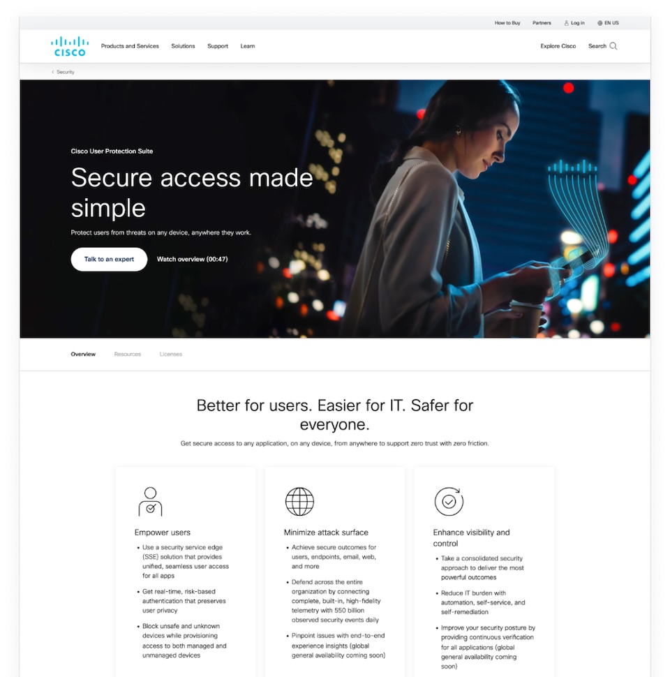 Cisco.com Security Landing Page